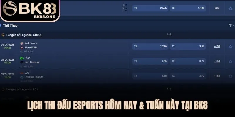 Lịch Thi Đấu Esports Mới Nhất - Xem Kèo Và Đặt Cược Tại BK8 Lịch thi đấu esports LCK LPL VCS CS2 Dota 2 Valorant cập nhật mỗi ngày